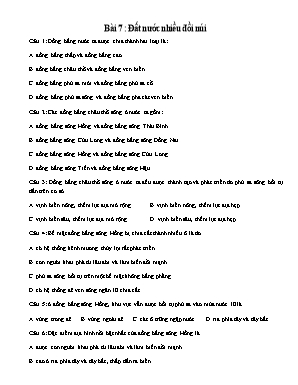 Câu hỏi trắc nghiệm môn Địa lý Lớp 12 - Bài 7 Đất nước nhiều đồi núi